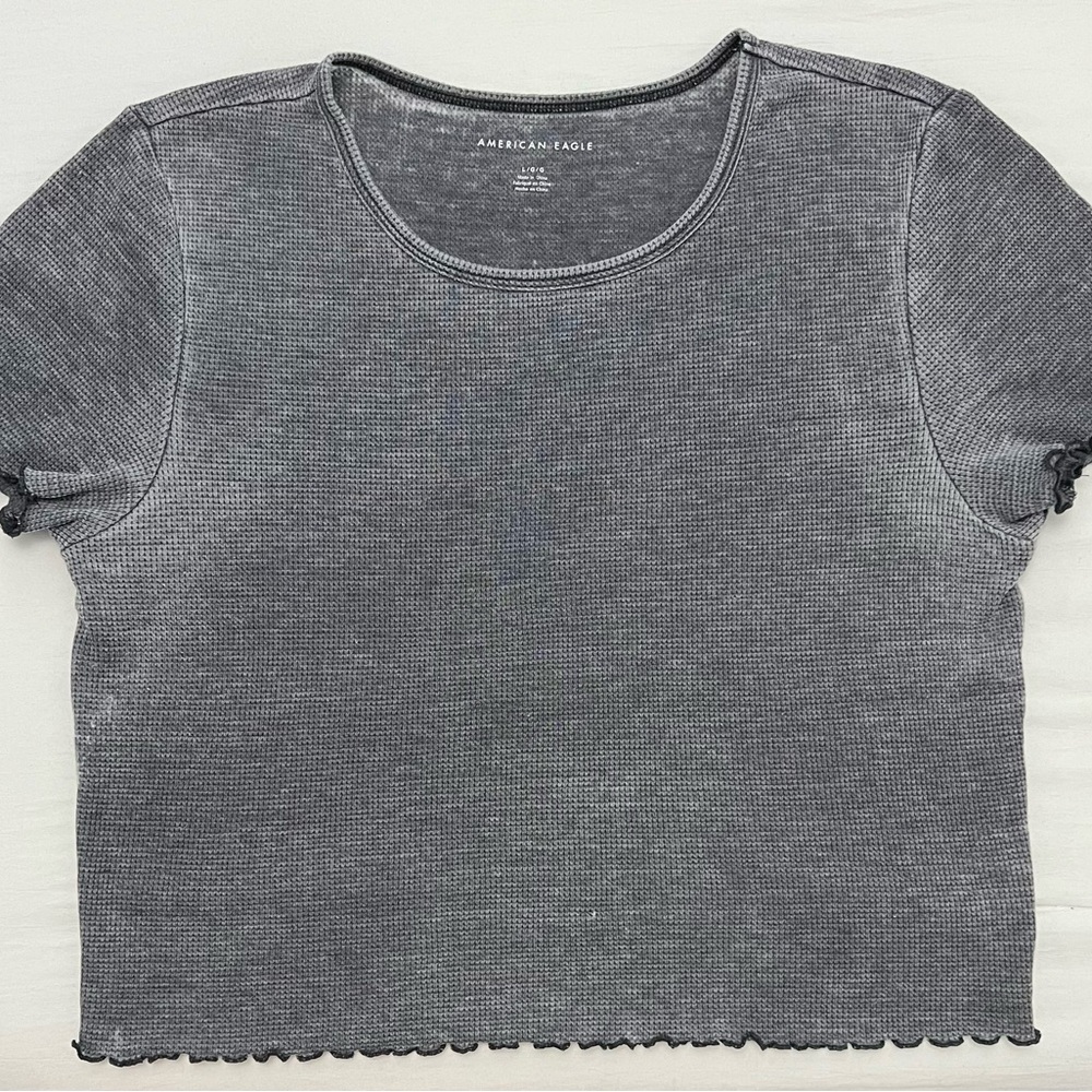 American Eagle Outfitters Gray Crop T-Shirt Short Sleeve